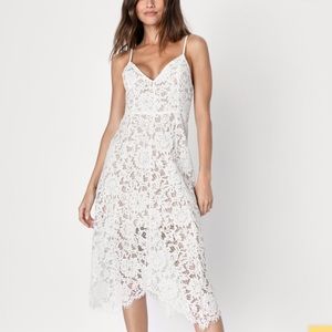 NWT Lulu’s One Wish White Lace Midi Dress size Small